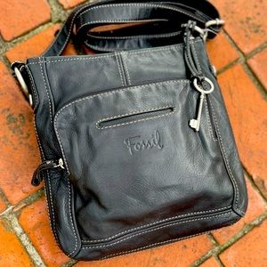Fossil Black Leather Crossbody Bag